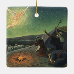 Ornamento De Cerâmica Vintage Religion, Annunciation to the Shepherds
