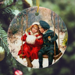 Ornamento De Cerâmica Vintage Retro Ilustrado Notícias de Londres Natal