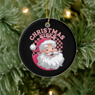 Ornamento De Cerâmica Vintage Retro Pink Papais noeis Natal