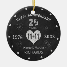 Ornamento De Cerâmica Vintage Rustic do Aniversário de Casamento