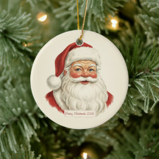 Ornamento De Cerâmica Vintage Santa Face Illustration Christmas Decor