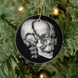 Ornamento De Cerâmica Vintage Science Anatomia Humana, Crânio Antiquado