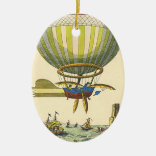 Ornamento De Cerâmica Vintage Science Fiction Steampunk Hot Air Balloon