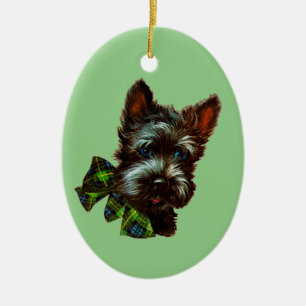 Ornamento De Cerâmica Vintage Scottie Dog Scottish Terrier & Jadeite