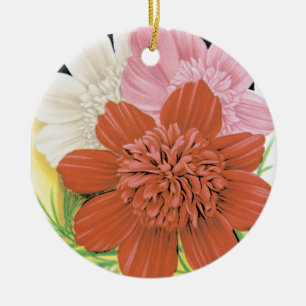 Ornamento De Cerâmica Vintage Seed Packet Art, Flores de Jardim Cosmos