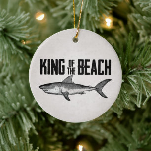 Ornamento De Cerâmica Vintage Shark Beach King Personalizado