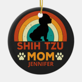 Ornamento De Cerâmica Vintage Shih Tzu Dog Mãe Sunset Personalizado