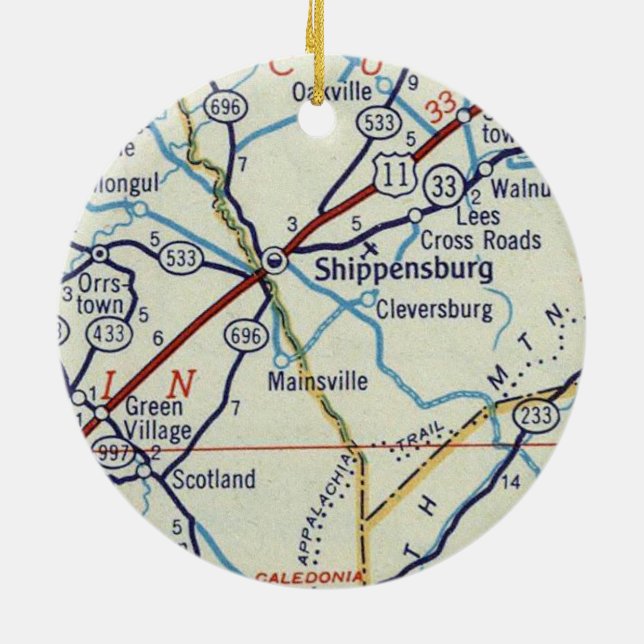 Ornamento De Cerâmica Vintage Shippensburg PA (Traseira)