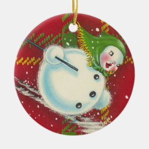Ornamento De Cerâmica Vintage Snowman Ornament