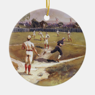 Ornamento De Cerâmica Vintage Sports Baseball Game de Henry Sandham