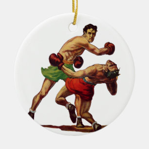 Ornamento De Cerâmica Vintage Sports Boxing, Boxers em Luta
