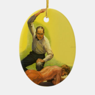 Ornamento De Cerâmica Vintage Sports Boxing, referência com o Boxer Kno