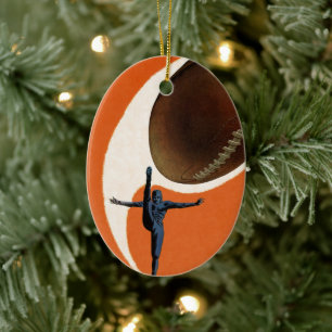 Ornamento De Cerâmica Vintage Sports, jogador de futebol batendo a bola