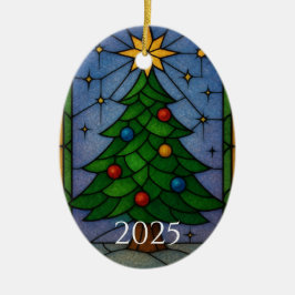Ornamento De Cerâmica Vintage Stained Glass Christmas Tree Artwork 