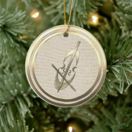 Ornamento De Cerâmica Vintage Style Dourado Music Cello Cerâmica Ornamen