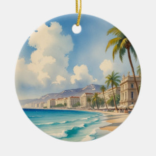Ornamento De Cerâmica Vintage Style Monte Carlo Beach Viagem