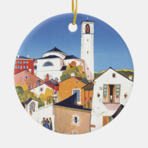 Ornamento De Cerâmica Vintage Ticino Tessin Suiça Canton