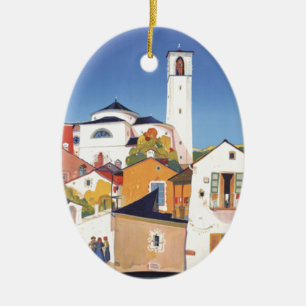 Ornamento De Cerâmica Vintage Ticino Tessin Suiça Canton