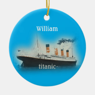 Ornamento De Cerâmica Vintage Titaner Ocean Liner Boy Blue Name Navio