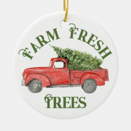 Ornamento De Cerâmica Vintage Tree Fazenda Red Christmas Truck