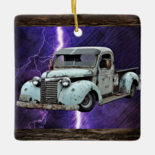 Ornamento De Cerâmica Vintage Truck Cerâmica Ornament
