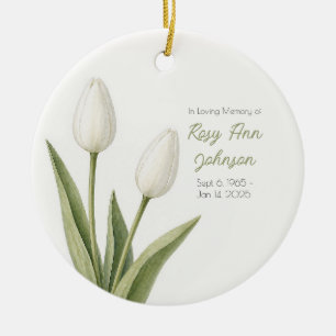 Ornamento De Cerâmica Vintage Tulipa Branca de Condolências