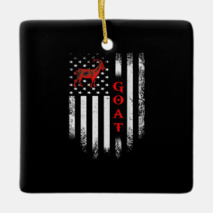 Ornamento De Cerâmica Vintage USA Flag Goat