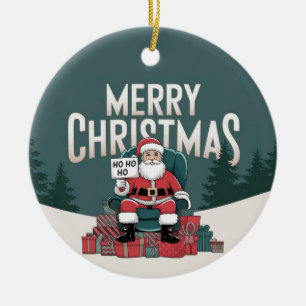 Ornamento De Cerâmica Vintage verde Feliz Natal Papai Noel ho ho ho ho h
