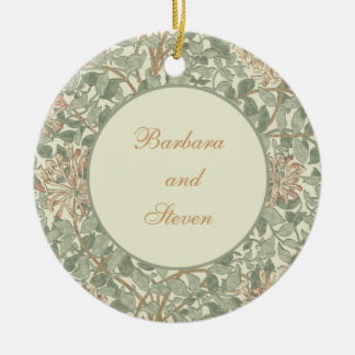 Ornamento De Cerâmica Vintage Verde Suave William Morris Honeysuckle