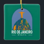 Ornamento De Cerâmica Vintage Viagem de Arte do Brasil no Rio de Janeiro<br><div class="desc">Rio de Janeiro retro vetor viagem design. Cristo O Redentor é uma estátua de Arte Deco de Jesus Cristo no Rio de Janeiro,  Brasil,  criada pelo escultor francês Paul Landowski e construída pelo engenheiro Heitor da Silva Costa.</div>