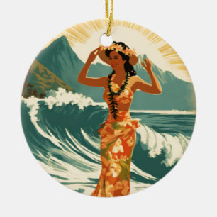 Ornamento De Cerâmica Vintage Viagem Honolulu Médio Havaiano - Pacífico