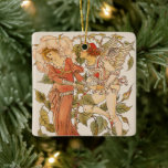 Ornamento De Cerâmica Vintage Victorian Art, Rosa por Walter Crane<br><div class="desc">Ilustração de Vintage O amor vitoriano e o conto de fadas de romance design,  chamado Rosa pelo artista Walter Crane,  1889. Cupido está tentando beijar uma moça tímida. A mulher se parece com Thumbelina. E a própria flor do Amor,  a Rosa. A Rainha do jardim fecha.</div>