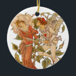 Ornamento De Cerâmica Vintage Victorian Art, Rosa por Walter Crane<br><div class="desc">Ilustração de Vintage O amor vitoriano e o conto de fadas de romance design,  chamado Rosa pelo artista Walter Crane,  1889. Cupido está tentando beijar uma moça tímida. A mulher se parece com Thumbelina. E a própria flor do Amor,  a Rosa. A Rainha do jardim fecha.</div>