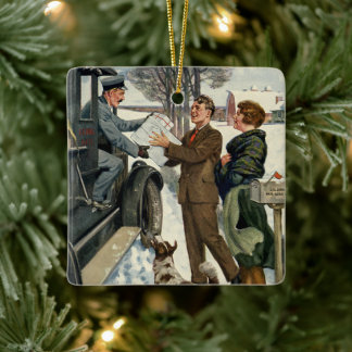 Ornamento De Cerâmica Vintage Victorian Christmas Mailman Delivery