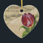 Ornamento De Cerâmica Vintage Victorian Music Romance Tulips<br><div class="desc">Excelente para casamentos,  Dias de as mães e aniversários.</div>