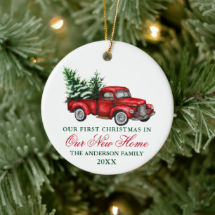 Ornamento De Cerâmica Vintage Vintage Truck Nosso Novo Natal Doméstico
