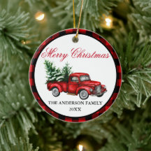 Vintage Vintage Truck Red Xadrez Natal