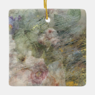 Ornamento De Cerâmica Vintage Vitoriian Oil Canvas rosa púrpura Floral