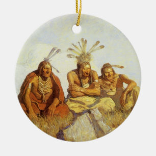 Ornamento De Cerâmica Vintage West, Guardiães War ou Peace pelo NC Wyeth