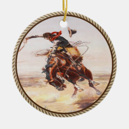 Ornamento De Cerâmica Vintage Western Cowboy Bronc Rider