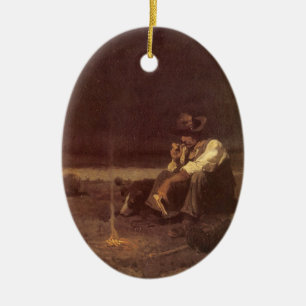 Ornamento De Cerâmica Vintage Western Cowboys, Plains Herder, NC Wyeth