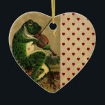 Ornamento De Cerâmica Vintage Whimsical Romantic Sapo com Violin<br><div class="desc">Vintage Romântica Imagem Whimsical Ilustração de sapo bonito com violino. Ilustração do início dos anos 1900</div>