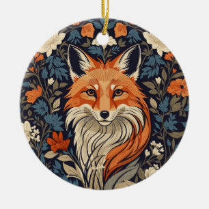 Ornamento De Cerâmica Vintage William Morris Inspirou Floral Red Fox