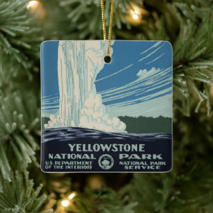 Ornamento De Cerâmica Vintage Yellowstone National Park Antiga Fiel