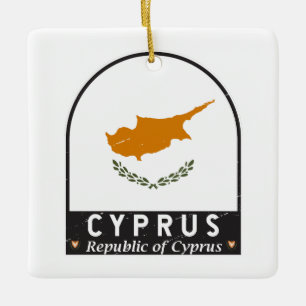 Ornamento De Cerâmica Vintagem com desgaste do emblema de Chipre