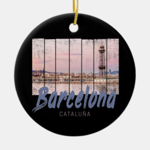 Ornamento De Cerâmica Vintagem de Espanha Skyline na Catalunha de Barcel
