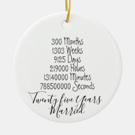 Ornamento De Cerâmica Vinte e cinco anos de casamento com a 25 de aniver