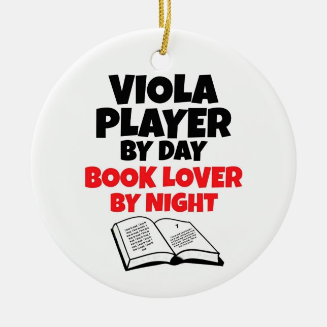 Ornamento De Cerâmica Viola Player por Day Book Lover por Night (Frente)
