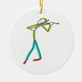Ornamento De Cerâmica Viola Tocando Homem Palito