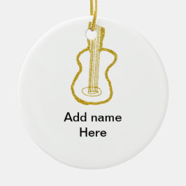 Ornamento De Cerâmica Violão acústico brilho dourado adicionar nome dood